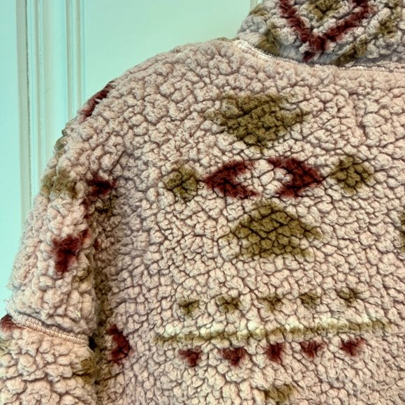 Love Tree Pink Aztec Print Super Plush Pullover 1/4 Zip Top - Picture 12 of 13